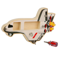 Juguete Montessori Más Vendido, Tablero de Actividades de Madera con Forma de Nave Espacial, Autobús de Actividades con Tornillos, Juguete Educativo para Niños que Desarrolla la Concentración