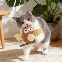 Jouet en peluche hibou personnalisé OEM ODM, jouet doux pour chat en forme d'oiseau, jouet interactif coloré pour animaux de compagnie, vente en gros, fabricant d'articles pour animaux de compagnie sur mesure