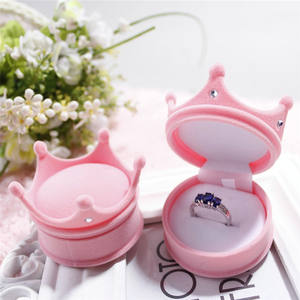 Caja de regalo de joyería de terciopelo con diseño de corona de concha, anillo para niños, niñas, mujeres, pendientes, collar, joyero, caja de embalaje de joyería de terciopelo - Product Image 3