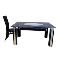 Nouveau produit Meubles Ensemble de salle à manger en verre noir élégant Ensemble de tables à manger modernes