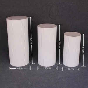 Bộ 3/5 trắng kim loại hoa đứng gợn sóng plinth vòng bánh hiển thị plinth Đặt món tráng miệng đứng trang trí đám cưới - Product Image 3