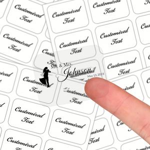 Etiquetas para Recuerdos de Boda, Personalizadas con Nombre y Fecha, Adhesivos de Vinilo Impermeables, Adhesivo Transparente, Regalos para Invitados, Plantillas Elegantes, Florales - Product Image 5