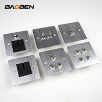 BAOBEN Ensemble de prises et interrupteurs en acier inoxydable texturé - Panneau rétro - Interrupteur à cadran de style industriel - Panneau d'interrupteurs rétro