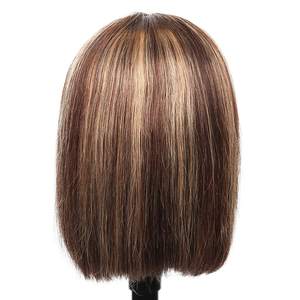 뜨거운 판매 공장 저렴한 짧은 곱슬 인간의 머리 가발 13x4 레이스 프론트 컬러 밥 가발 Preplucked 헤어 라인 여성용 - Product Image 4