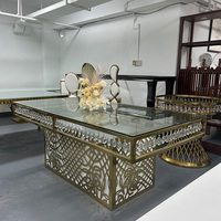 Table de salle à manger rectangulaire moderne en acier inoxydable, portable, pour événements et réceptions d'hôtel, vente en gros, produit phare