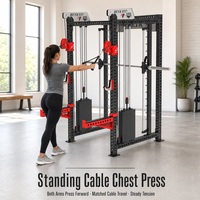 Station de fitness commerciale d'intérieur robuste 3-en-1 : rack de musculation, machine Smith et poulie de déplacement
