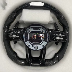Volant en cuir perforé en fibre de carbone style LED pour <span class=keywords><strong>Mercedes</strong></span> Benz a B C E G S Class GLA GLB GLE W222 W447 EQA EQB <span class=keywords><strong>AMG</strong></span> - Product Image 1