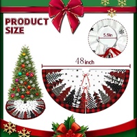 Jupe de sapin de Noël à carreaux Buffalo, style ferme, 122 cm, rouge et noir, mélange de coton, décoration de Noël pour la maison
