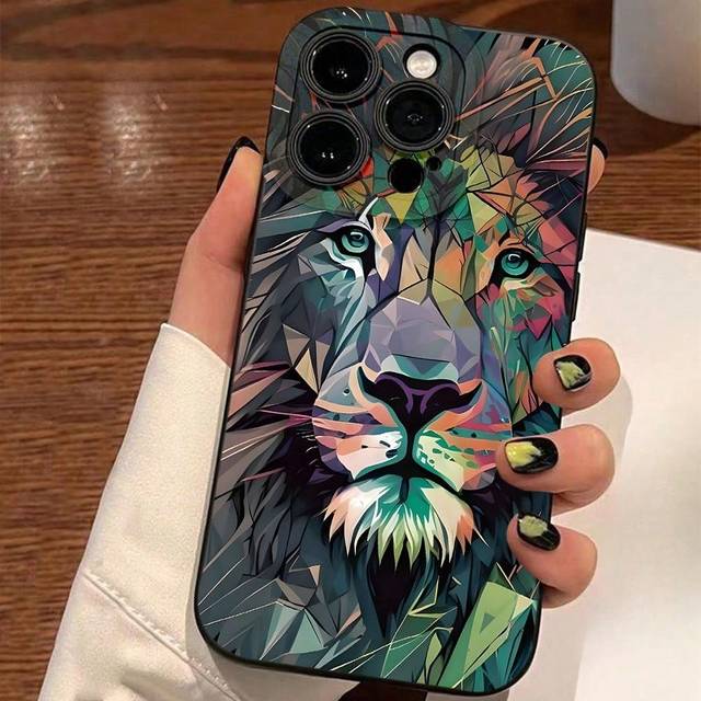 Lion King Angel Eyes Animal Pattern TPU Matte Anti-drop Phone Case for iPhone 16 15 14 13 12 11 Xs Xr