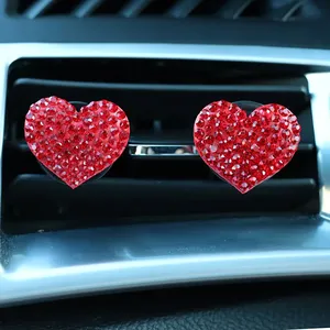 Scent Aroma Auto Interior Accessories Perfume Air Freshener Clip Car Air Outlet Aromatherapy Clip Diamond Heart-shaped Clip