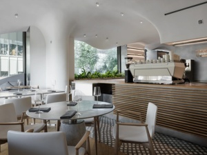Conception d'intérieur moderne pour café, comptoir de bar en bois sur mesure, solution de mobilier pour restaurant - Product Image 6