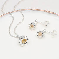 Guangzhou Sterling Argent Boucle D'oreille Et Collier Fleur De Naissance Collier Ensembles
