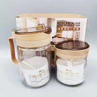 Boîte de rangement d'épices de cuisine moderne écologique grande capacité, ensemble de bouteilles d'huile en verre, pot à assaisonnement pour la maison, bouteille de sauce soja