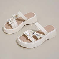 0518 Chaussons pour femmes style féerique à lacets et nœud, respirants, durables, en PU, semelle extérieure en caoutchouc, pour l'été