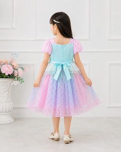 Magical Girls' <b>Mermaid</b> <b>Princess</b> Dress with Sequin Lace Bodice, Pearl Details, and Colorful Organza Skirt for Parties - Product Image 5