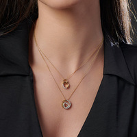 Collar de Plata S925 Serie Mobius con Doble Anillo, Moderno, Versátil, de Alta Gama, Personalizado, Ligero y de Lujo para Mujer