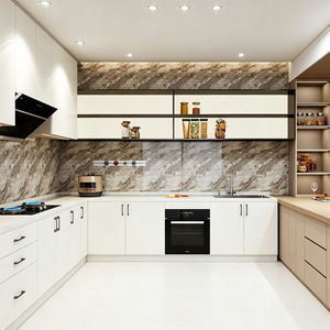 Meuble d'angle de cuisine en U sur mesure, prêt à assembler, en bois, avec panier coulissant et plateau pivotant - Product Image 4