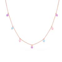 Collier en argent 925 Gemnel avec opale en forme de goutte de coton sucré, collier à chaîne en câble avec opales multicolores