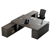 Ensemble bureau et chaise de direction, design minimaliste et élégant, bureau informatique pour deux personnes avec tiroirs, conception intégrée pour le travail en face-à-face