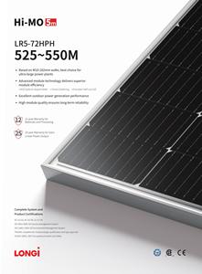 Panel Solar Monocristalino Longi Solar LR5-72HPH, Celdas Solares de 182 mm, 530w 535w 540w 545w 550w, Módulo Fotovoltaico - Product Image 3