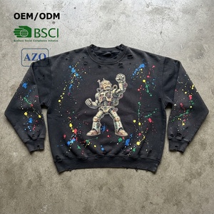 เสื้อสเวตเชิ้ตผู้ชายคอกลมพิมพ์ลายเพ้นท์สไตล์วินเทจแบบดิจิทัลทรงโอเวอร์ไซส์ หนานุ่ม สตรีทแวร์ รับผลิตแบบ OEM/ODM - Product Image 1