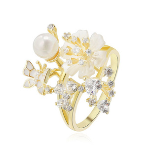 Commercio all'ingrosso del costume di modo di 925 In argento Sterling da sposa <span class=keywords><strong>Anello</strong></span> <span class=keywords><strong>fiore</strong></span> - Product Image 6