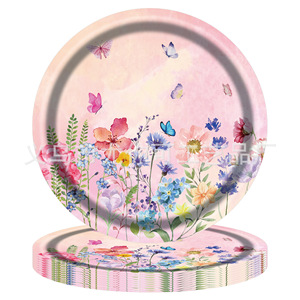Spring Floral Party Tableware Set Disposable Plates Cups Napkins Fork Spoon Party Supplies Kit Casual Style - Product Image 4