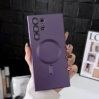 Étui magnétique de luxe en TPU+PC avec recharge sans fil pour S22 S23 S24 Ultra Plus, finition mate, antichoc, étanche, avec porte-cartes