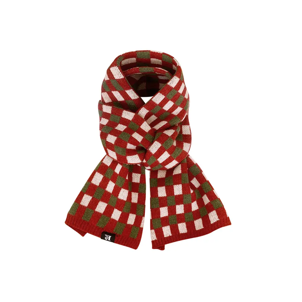 Écharpe châle à carreaux scintillants en coton vintage chaud automne-hiver pour femmes écharpe tricotée