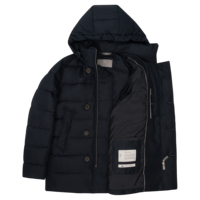 Nouvelle arrivée, veste matelassée pour homme, couleur unie bleu foncé, double boutonnage, imperméable, coupe-vent, col montant, motif matelassé