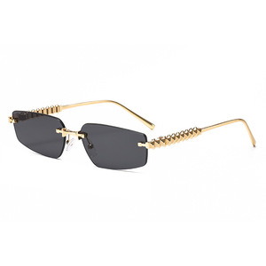 Lunettes de soleil sans monture <span class=keywords><strong>Cartier</strong></span> pour femme, branches à rivets métalliques, verres PC UV400, noires, pour sorties, cyclisme, conduite, scène, fêtes - Product Image 5