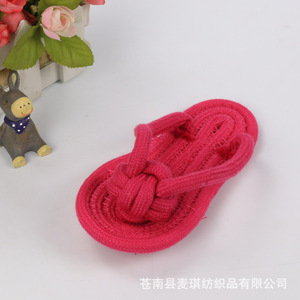 Pet Cotton Rope Slipper Toy For Dogs Teeth Cleaning Chew Toy <b>Candy</b> Colored Woven Rope Dog Toy - Product Image 4