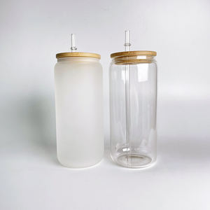 Tasses en <span class=keywords><strong>verre</strong></span> <span class=keywords><strong>à</strong></span> <span class=keywords><strong>bière</strong></span> en forme de boîte de sublimation vierge de 12oz US Warehouse 16oz 20oz <span class=keywords><strong>verre</strong></span> <span class=keywords><strong>à</strong></span> <span class=keywords><strong>bière</strong></span> avec couvercle en bambou avec paille en <span class=keywords><strong>plastique</strong></span> transparent - Product Image 6