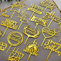 Décoration de gâteau Joyeux Anniversaire en Acrylique Doré Effet Miroir – Plusieurs Styles Disponibles – Idéal pour Pâtisseries, Boulangeries et Cuisines Maison