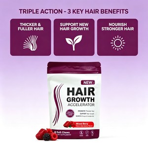 Complément alimentaire LUVVITA aux baies mélangées pour la perte de cheveux, accélérateur de croissance des cheveux sain, gommes à la biotine douces, soins de santé pour femmes adultes - Product Image 4