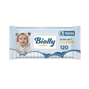 Biolly 120 toallitas húmedas Baby Gold - Textura gruesa tipo panal, apta para pieles sensibles - Product Image 1