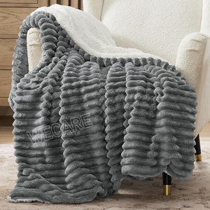 Sinh Thái Thân Thiện Ấm Cúng Sang Trọng Fluffy Giả Len Lông Chăn Sang Trọng Sọc Lông Cừu Ném Chăn Biểu Tượng Tùy Chỉnh Với <span class=keywords><strong>Sherpa</strong></span> Lại Chồn - Product Image 1