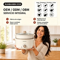 Casserole électrique multifonctionnelle 3L avec revêtement antiadhésif et plateau à vapeur à double niveau. Service de personnalisation du logo offert, 800W 220V.