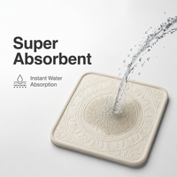 Sous-verre en pierre de diatomite écologique super absorbant avec motif Mandala en relief et tapis antidérapant – Vente en gros