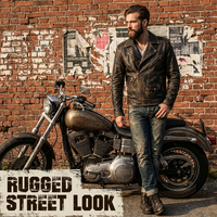 Jaket Biker Kulit Sapi Asli Vintage Distressed Khusus Musim Dingin Pria 100% Tahan Angin, Tugas Berat, Ramah Lingkungan