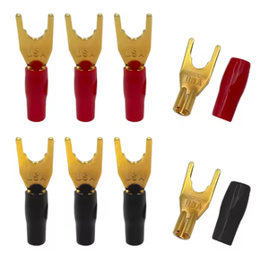 2 uds. Chapado en oro en forma de Y/U horquilla de pala conector <span class=keywords><strong>Banana</strong></span> enchufe sin soldadura Cable de altavoz conector de <span class=keywords><strong>Terminal</strong></span> de alimentación - Product Image 1