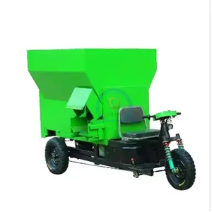 Venda quente triciclo de alimentação de bateria elétrica de três rodas para aves e gado equipamento agrícola automático carro de alimentação