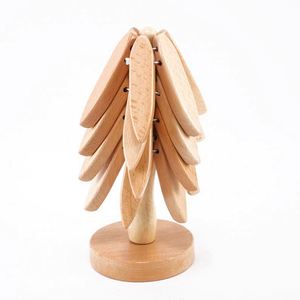 4-Piece Wooden <b>Trivet</b> Set in Tree Shape Heat-Resistant Cup Holder <b>Stand</b> with Padding for Home Storage & Table Usage - Product Image 3