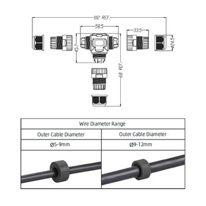 Đầu Nối Điện Tử Chống Nước Đèn <span class=keywords><strong>Led</strong></span> Dây IP68 <span class=keywords><strong>2</strong></span> Chân 3 Chân M20T - Product Image 2