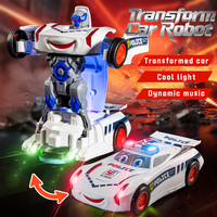 Nuevo Vehículo Robot Eléctrico Transformable con un Solo Botón, Venta al por Mayor, Juguetes Educativos para Niños, Coche Robot Transformable con Luces y Música