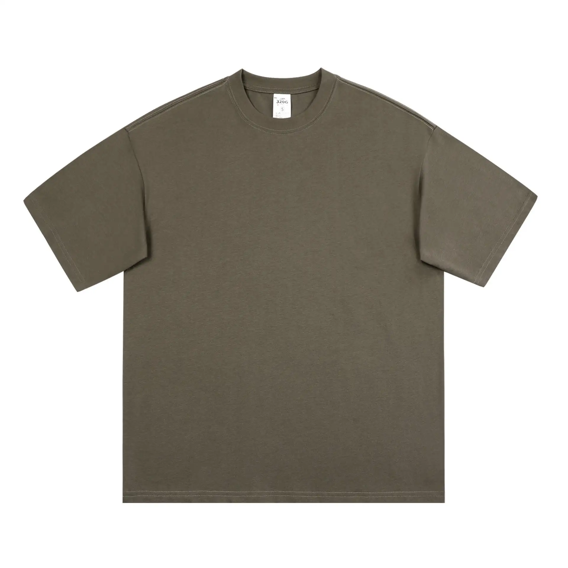 Düz ağır pamuk lüks Tshirt Unisex özel baskı logosu Mock boyun boş T Shirt boy erkek tişört erkekler için