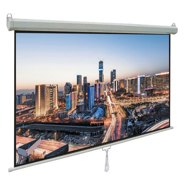 SLJ 72"84"100"120"150" Inches 4:3 16:9 Pull-Down Self Lock Manual Matte White Projector Screen