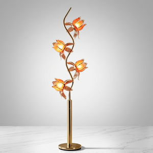Indispensable pour la liste de mariage : Lampe sur pied en verre rose sophistiquée à motif floral - Product Image 2