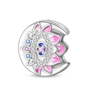 Ciondolo a Forma <span class=keywords><strong>di</strong></span> Cuore Placcato Argento/<span class=keywords><strong>Oro</strong></span> con Zirconi e Perline Piatte - Design Portafortuna Unisex per Uso Quotidiano - Product Image 4