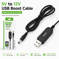 Câble de suralimentation USB 5V vers 12V, connecteur mâle DC 5521, conducteur CCA, circuit intelligent, plug-and-play pour caméra CCTV